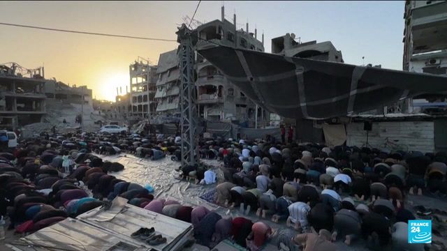 Gazans perform prayers on first day of somber Eid al-Adha