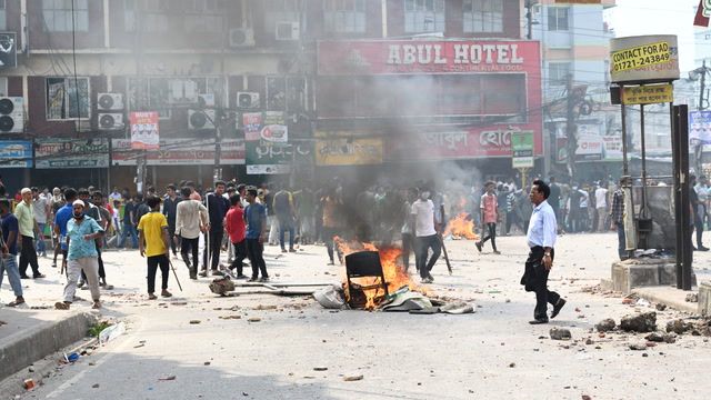 Students clash with police during anti-quota protests in Bangladesh