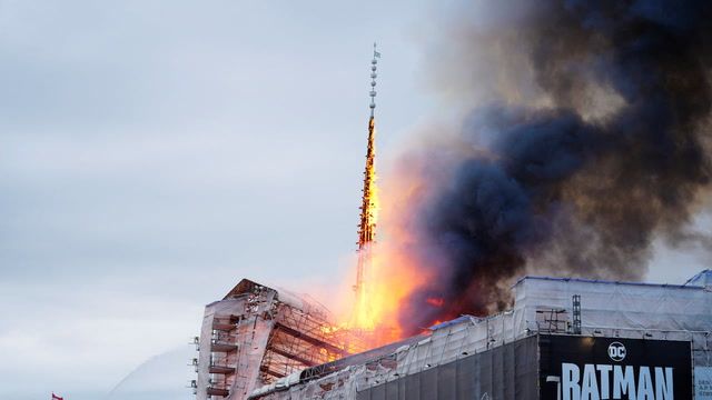 Fire engulfs iconic stock exchange building in Copenhagen